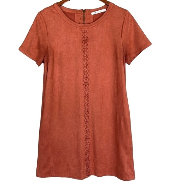 The‎ Impeccable Pig Suede Feel Knot Braided Woven Front Detail Mini Dress - Picture 1 of 13